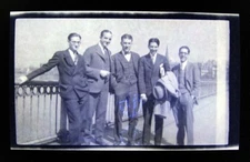 1930s Men Friends Business Suits Bridge Bowtie Vtg Photo Negative 4.25 X 3.25 B