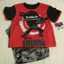 Boys' Size 4 Sleepwear UP-LATE "I'm So Ninja" Black Red Pajamas