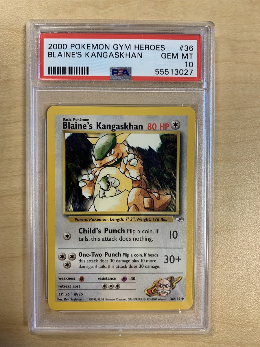 ONLY 3 POP PSA 10 GEM MINT Blaine's Kangaskhan (#36/132 ONLY 3 POP PSA 10 GEM MINT Blaine's Kangaskhan (#36/132