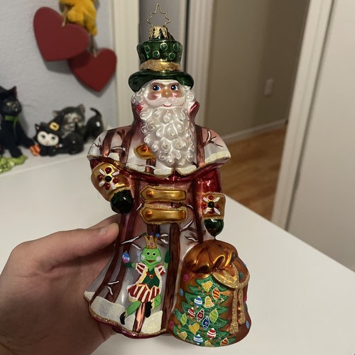 Radko Portrait Santa Legendary Leaps & Boughs Glass Ornament 7.5”