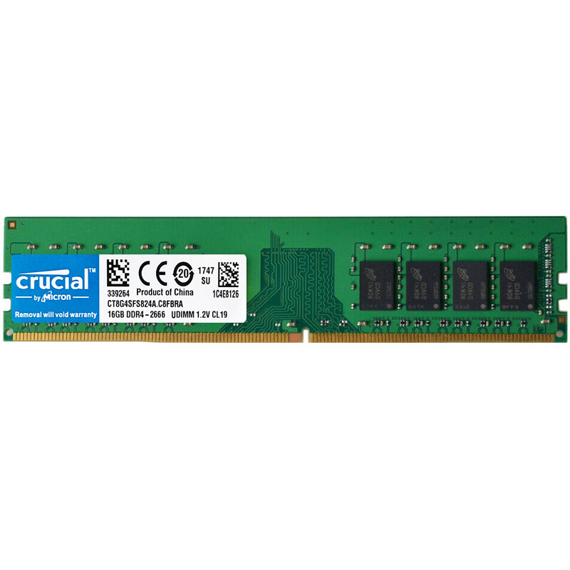 Crucial DDR4 32GB 2X16GB 2666 Mhz PC4-21300 288pins Desktop Memory