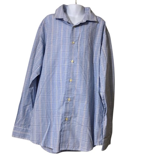 Boys Chaps Blue Checked Long Sleeve Button Up Dress Shirt Sz L(14/16) - Picture 2 of 9