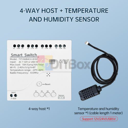 4 Channel Tuya Smart Switch Temperature Humidity Module Sensor Work For Home - Picture 21 of 22