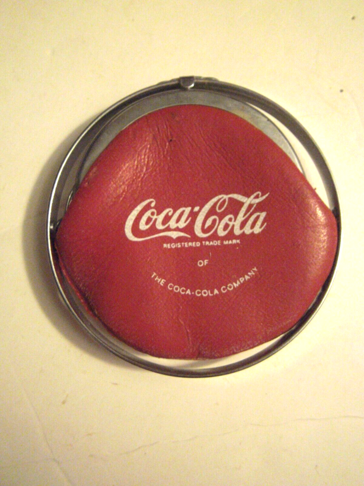Vintage Coca-Cola Red Leather Chrome Clasp Coin Purse Retro Change Holder