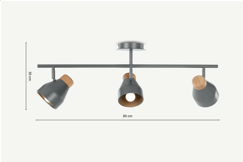 MADE Albert 3 Lamp Round Adjustable Ceiling Spotlight Bar in