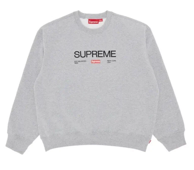 Sweat col rond Supreme Established taille LARGE BSS24 gris neuf 2024