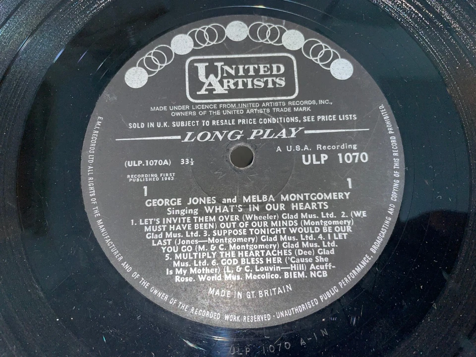 George Jones And Melba Montgomery ‎– Singing What's In Our Heart (VG/VG+ COND) - Image 3 of 4