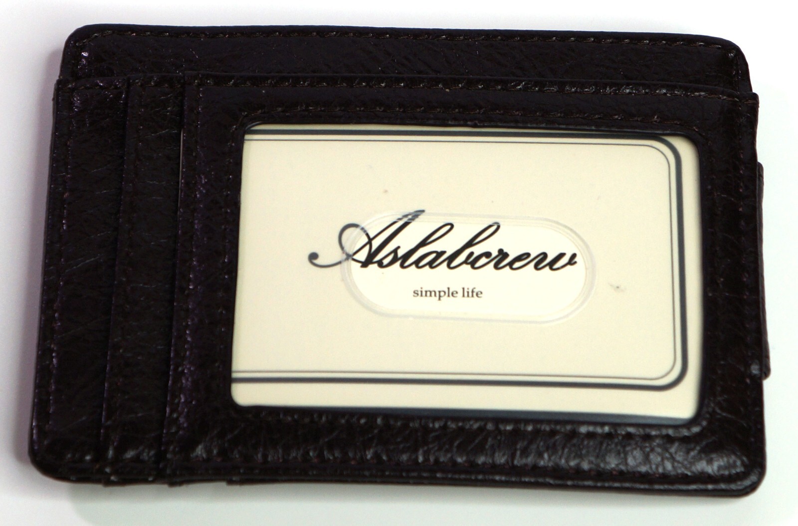 AslabCrew Dark Brown Front Pocket RFID Blocking Minimalist Slim Leather Wallet