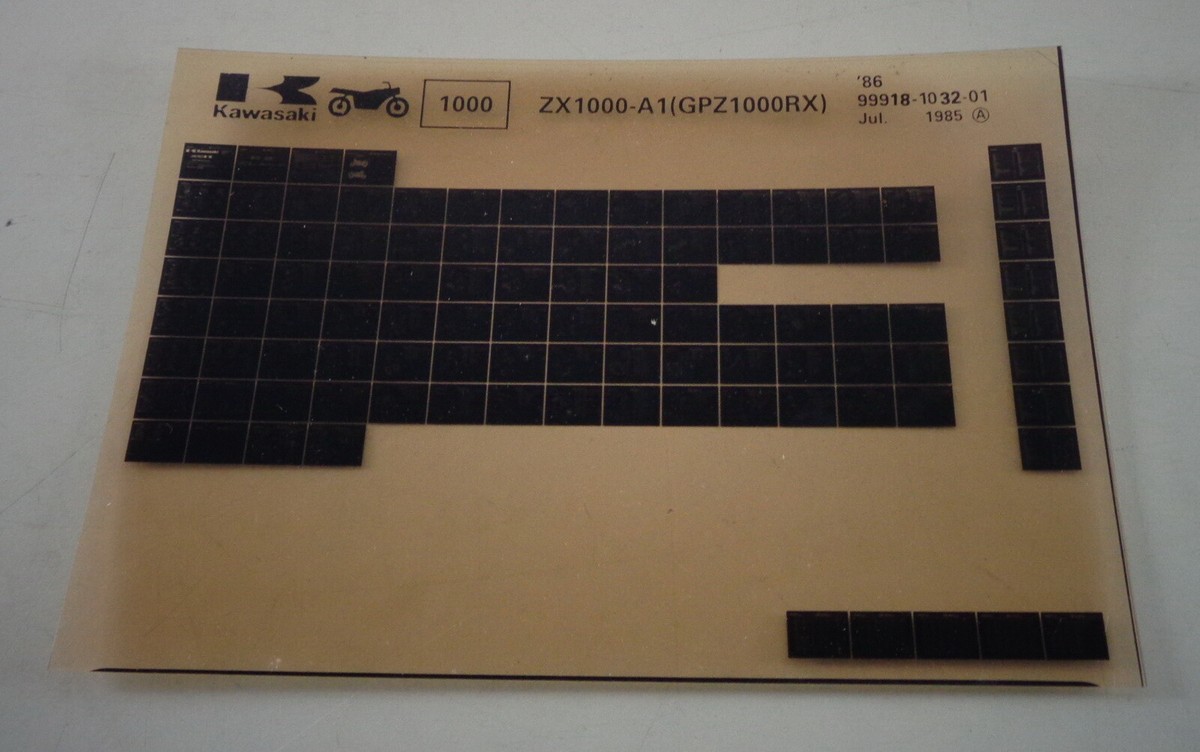 Microfiche Spare Parts Catalog Kawasaki Zx 1000 - A1 - Type GPZ Rx