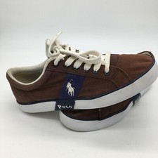 POLO RALPH LAUREN GILES CASUAL BROWN BLUE FASHION SNEAKER MEN'S TENNIS SHOES 8D
