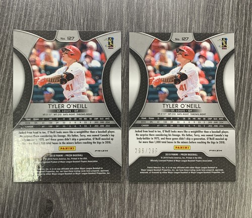 2019 Panini Prizm Tyler O'Neill Red Mojo Prizm RC #'d /300 + Green Yellow Hyper - Picture 4 of 5
