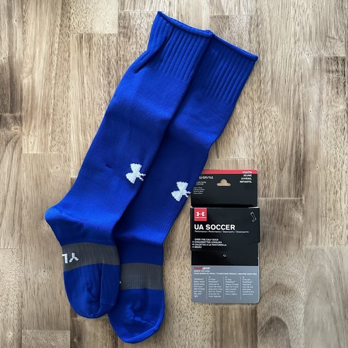 Under Armour UA Team Soccer Socks Blue OTC Youth Size L YLG Kids Shoe Size 1-4Y - Picture 3 of 3