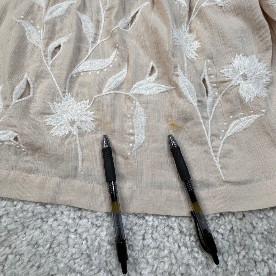 Blusa Top IRO Hiba Floral Bordado Encaje Beige De Gran Tamaño Para Mujer Pequeña Foto 4 de 4