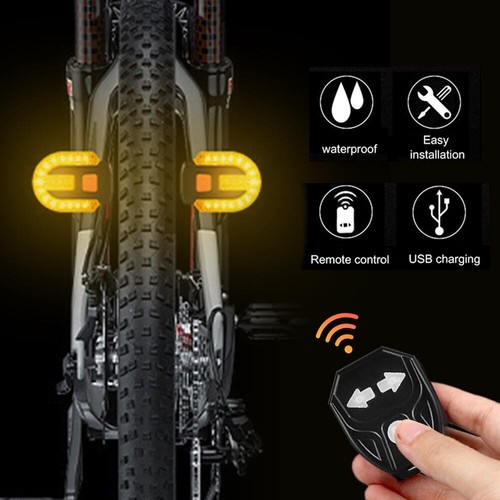 Bicycle LED Turn Signal Rear Light Bike Tail Lamp Wireless Set USB Rechargeable - Picture 10 of 11