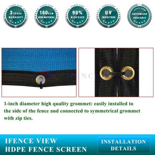 Ifenceview 3' Tall Balcony Deck Railing Fence Privacy Screen Cover Fabric Panel - Picture 15 of 37