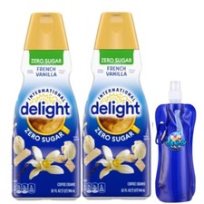 Int'l Delight French Vanilla Zero Sugar Coffee Creamer 32oz 2 packs with Bottle