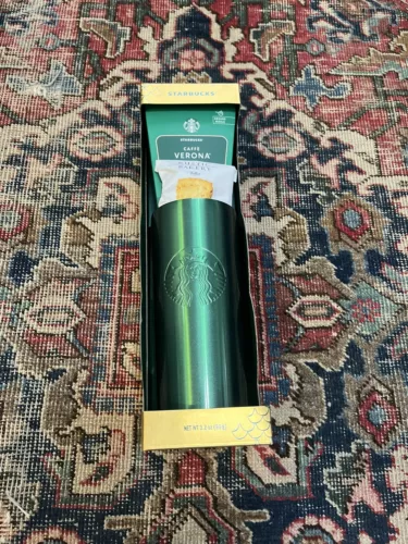 NIB Starbucks Gift Set 20oz Gold Stainless Steel Tumbler & Coffee Unopened