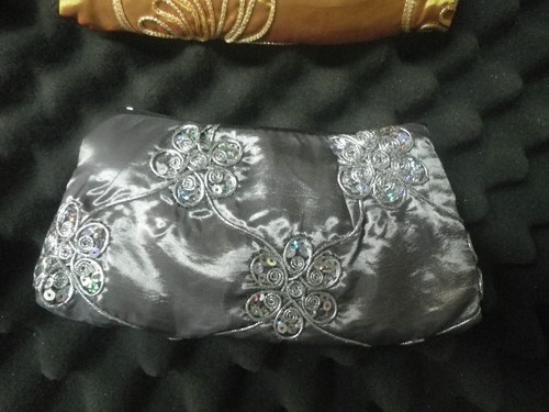 Thai Silk Cosmetic Bag Elephant Glitter/Sequined Makeup Clutch Purse Zipper - Picture 8 of 24
