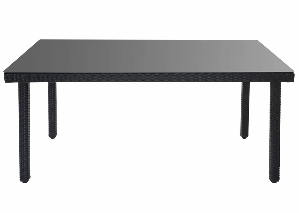 Poly-Rattan Gartentisch Cava, Esstisch Tisch mit Glasplatte, 160x90x74cm - Bild 3 von 4