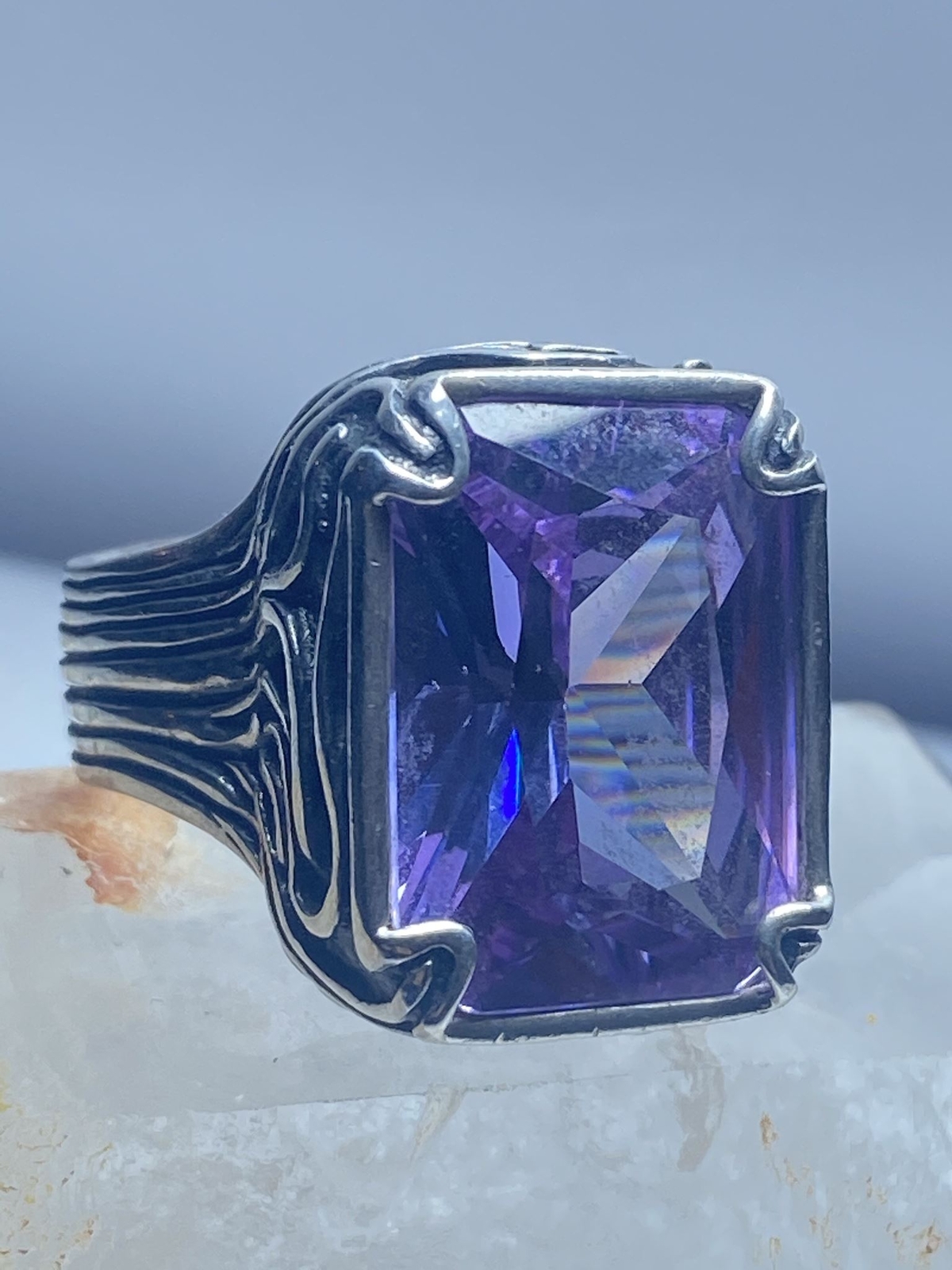 Silpada Ring Statement Purple bulky sterling silv… - image 4