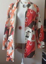Ideology Women's Rare Jacket Sz M 3/4 Length Geometric Design Snap Closure Mod