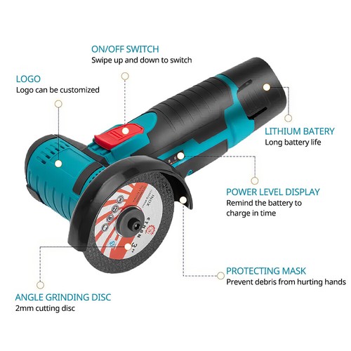 12V 500W Mini Brushless Angle Grinder Rechargeable Cordless Polishing Cutting AU - Picture 15 of 16