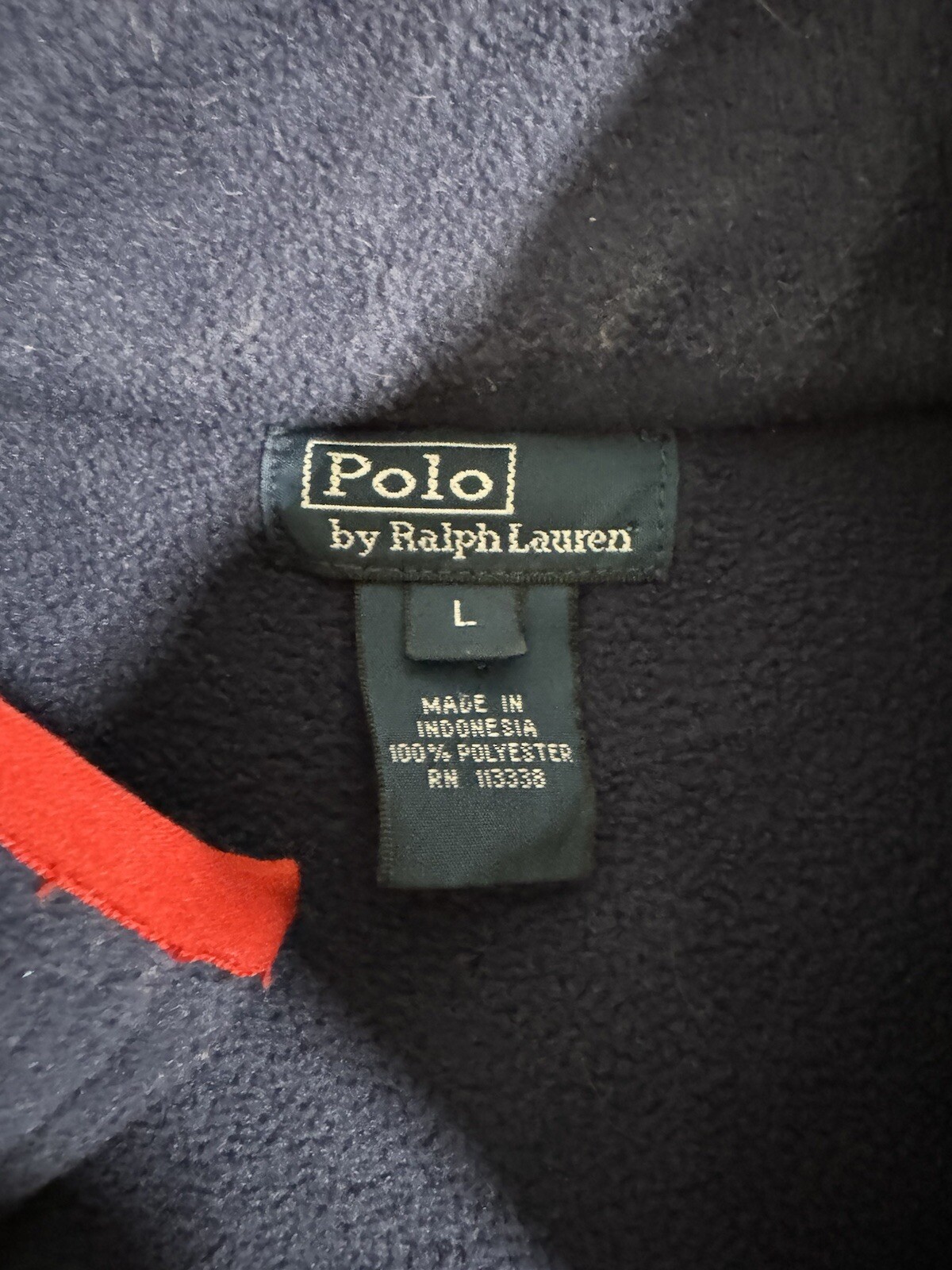 Polo Ralph Lauren Vest Mens Navy Blue Full Zip Logo Embroidered Cotton Large L
