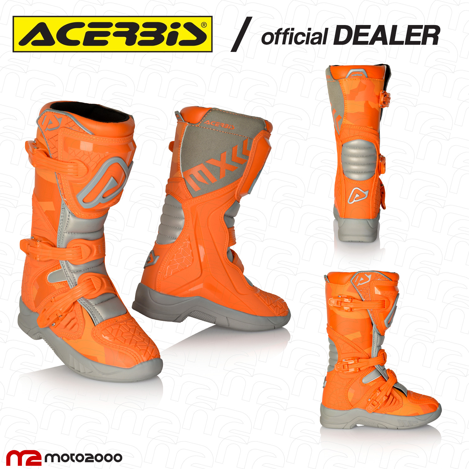 STIVALI SCARPE MOTO CROSS ENDURO X-TEAM BAMBINO KID JUNIOR ACERBIS ARANCIONI