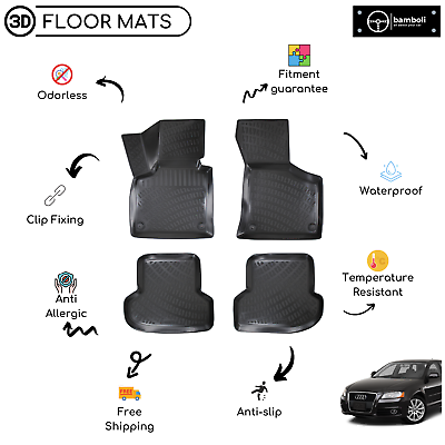 with 8 Clips 4 Piece Audi A3 Automatic 2003-2012 Fully Tailored Car Mats