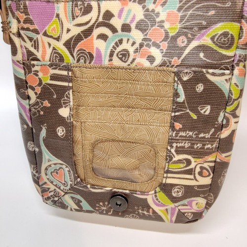 Sakroots Cross Body Bag Brown Multi-Color Floral Credit Card Flap Snap - Picture 10 of 24