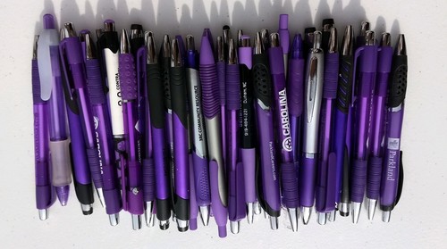 30ct Mixed Lot Misprint Retractable Click Pens: PURPLE / VIOLET / LAVENDER - Picture 4 of 6