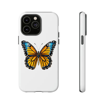Black, yellow and blue butterfly I phone case, Glossy or Matte Finish