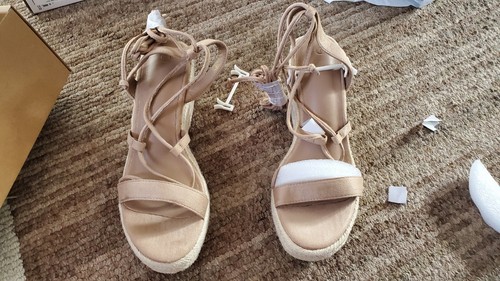 LAICIGO Women's Lace Up Espadrilles Platform Wedge Sandals Open Toe Slingback Su - 第 1/5 張圖片