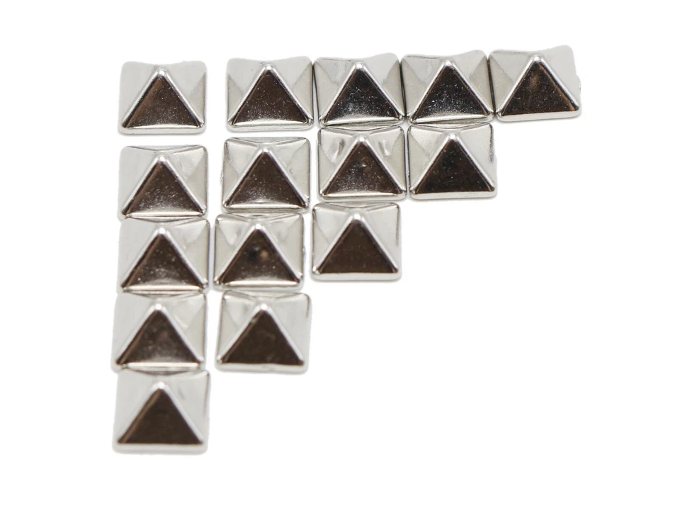 100 Серебряного тона металлический акриловый рок панк пирамида шип запонки 9 X 9 мм без отверстия - Изображение 2 из 4