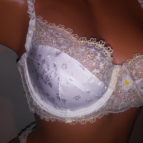 For Love and Lemons x Victoria Secret Bra Set White Yellow Embroidered Floral La - Picture 7 of 16