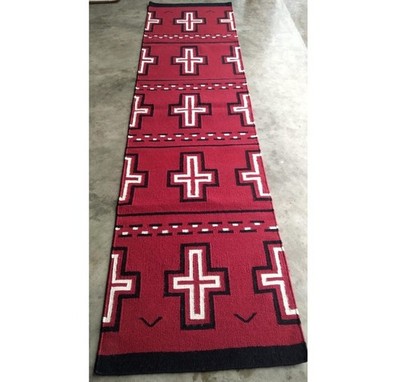Southwestern Red Navajo Rug Handmade Native American Tribal Wool Runner 2.6x8 Ft