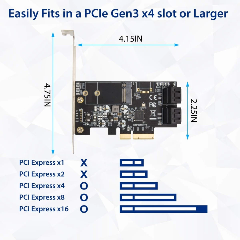 4 Port SATA and M.2 PCIe Card 1700 MB s High Speed Storage Expansion Adapter - Image 3 of 4