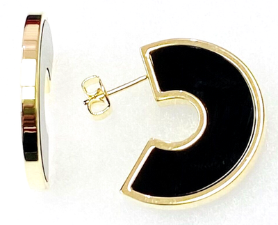 HSN Connie Craig Carroll Gold-tone Black Onyx Charlee Hoop 