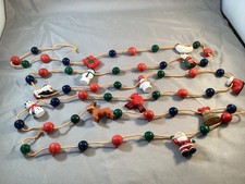 Vintage Wooden Bead Christmas Garland - 9 ft