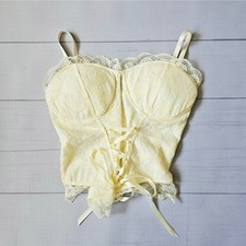 Euro Y2k Corset Bustier Top Cami Lace Coquette - Small