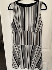 Express Women's Striped Boat Neck Sleeveless Drop Waist Mini Fit and Flare Dress