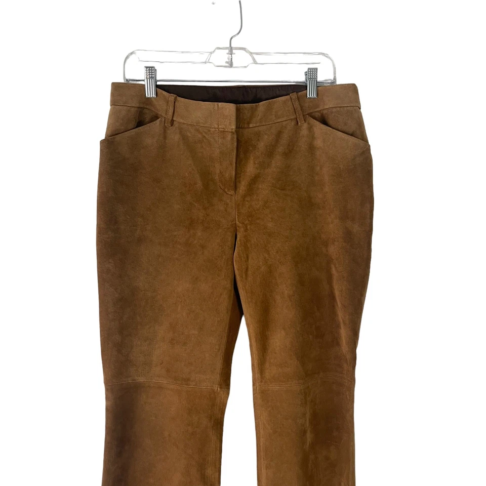 Skotts Suede Vintage 90s Women's Size 12 100% Suede Tan Bootcut Pants - Image 2 of 4