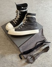Size 12/45 Rick Owens Mainline Ramones - Dark Dust/ Milk Suede 2024 W Tote & Box