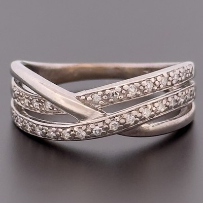 Cluster-Diamantring 9 kt Weißgold 0,12 kt Größe O 1/2 gepunzt