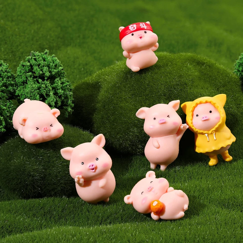 19 peças mini estatuetas de porco brinquedos figura conjunto de brinquedos de animais estatueta fofa bolo de porco... - Imagem 4 de 4