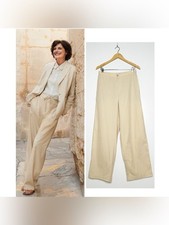 Ines De La Fressange x Uniqlo Pinstripe Wide Leg Pants Beige Size Medium M
