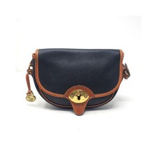 Vintage Dooney Bourke USA Crossbody Bag Black Tan Pebble All Weather Leather