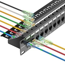 24-Port Cat6 Network Patch Panel, 10G No Punch Down, 1U RJ45 Coupler, Ethernet
