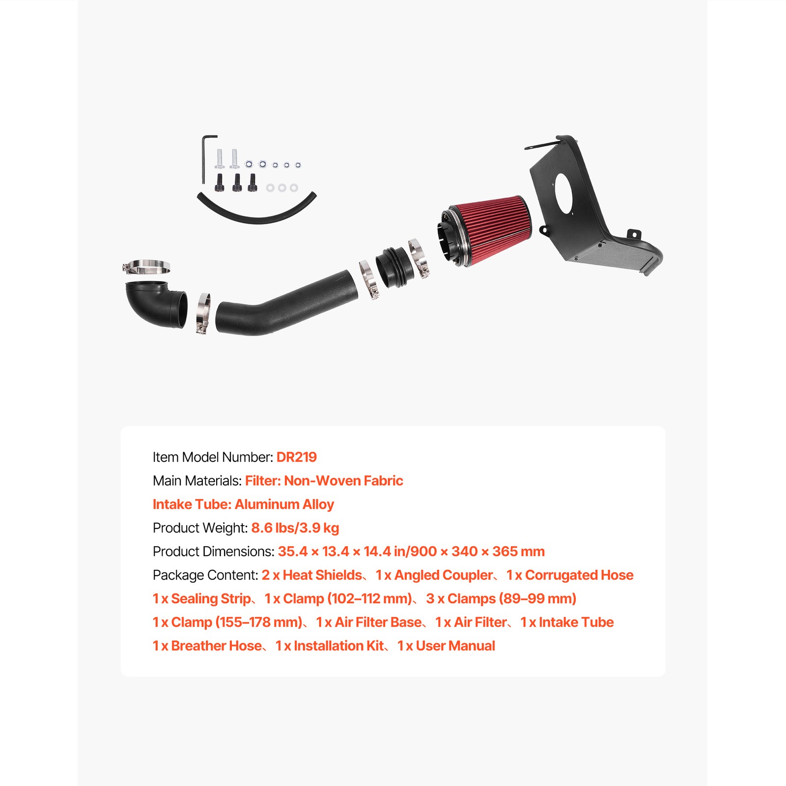 Cold Air Intake Kit + Heat Shield for 07-2008 Chevy Silverado 1500  4.8/5.3/6.0L