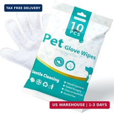  10 Count No-Rinse Pet Glove Wipes   5-Finger Design, Coconut 10PCS, White